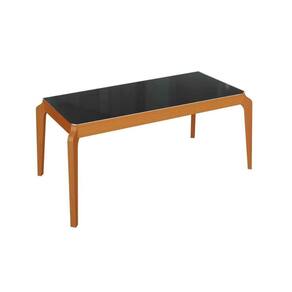 Mesa Multiuso Cozinha Petra Madeira Maciça c/ Tampo Madeirado c/ Vidro 160x90cm Carvalho/Preto fosco/Vidro preto - Kappesberg
