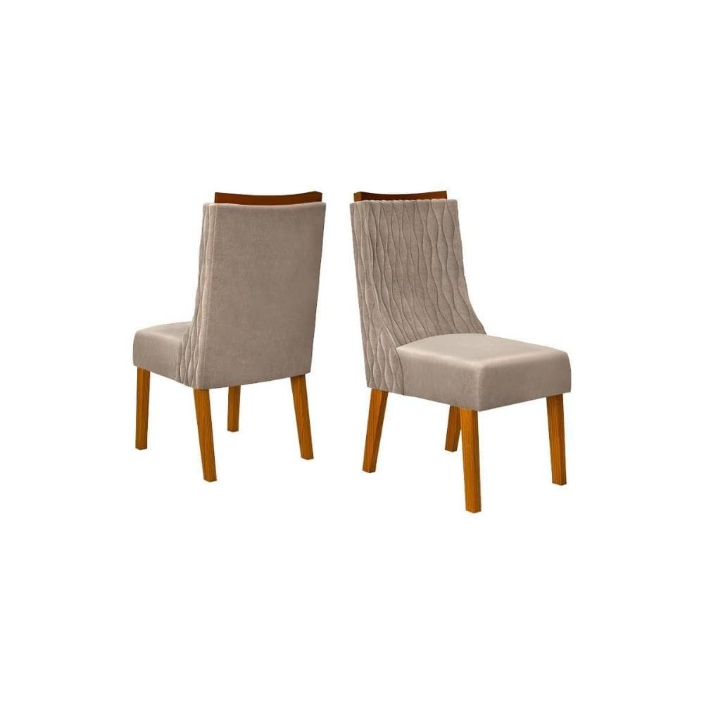 Kit 2 Cadeiras Sala Jantar Jade 2 Un Freijó/Suede Kraft Bege - DJ Móveis