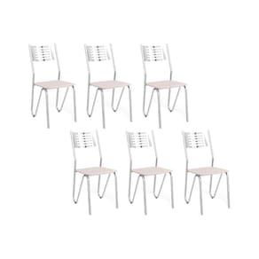 Kit 6 Cadeiras de Cozinha Nápoles C045 6 Un Cromada/Branco 106 - Kappesberg