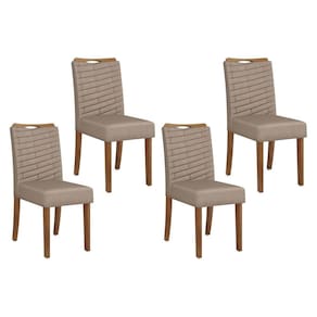 Kit 4 Cadeiras Sala Jantar Julia 4 un Freijó/Suede Kraft - DJ Móveis