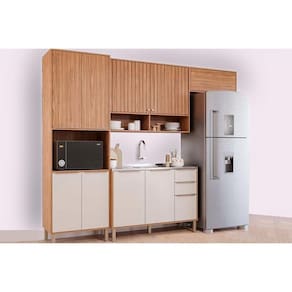 Kit de Cozinha Completa 4 Peças Divina (2Aéreos+1Balcão+1Paneleiro) s/Pia CZ003 Freijo/Off White - MGM