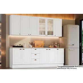 Kit de Cozinha Completa 9 Peças Americana (3Aéreos+3Balcões+3Complementos) C5P37 Branco - Henn
