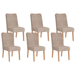 Kit 6 Cadeiras Sala Jantar Bia 6 Un Cedro/Suede Kraft - DJ Móveis