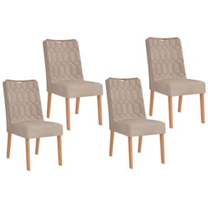 Kit 4 Cadeiras Sala Jantar Bia 4 Un Cedro/Suede Kraft - DJ Móveis