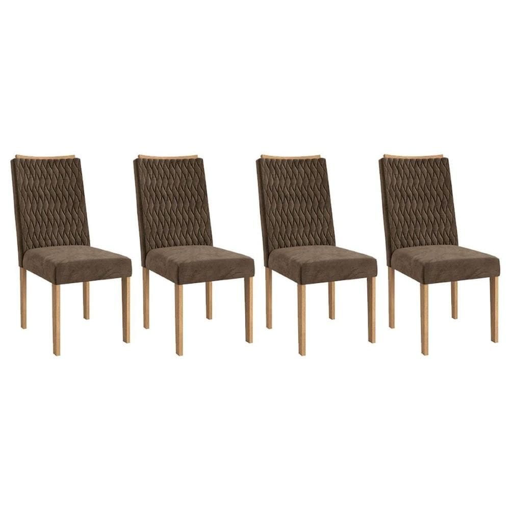 Kit 2 Cadeiras de Cozinha 2CAD157EA 4 Un Eucalipto/Suede Marrom A033 - Kappesberg