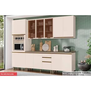Cozinha Modulada Henn Connect 8 Peças (3Aéreos+2Balcões+1Paneleiro+2Complementos) C5P88 Off White-Henn