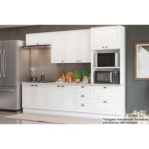 Kit de Cozinha Completa 7 Peças Americana (2Aéreos+2Balcões+1Paneleiro+2Complemento) CZ145 Branco - Henn