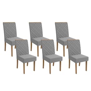 Kit 6 Cadeiras Sala Jantar 2CAD149NG 6 Un Nogueira/Linho Cinza A056 - Kappesberg