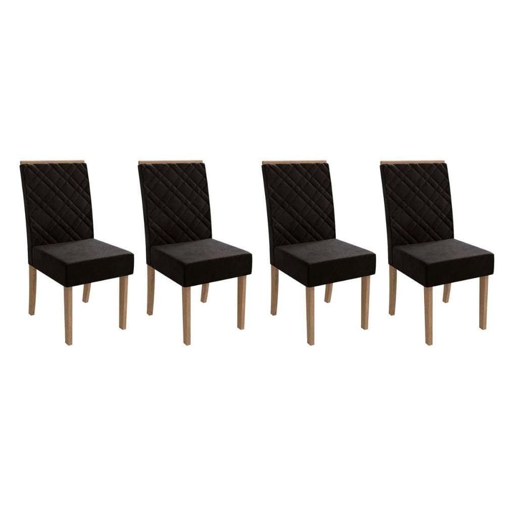 Kit 4 Cadeiras Sala Jantar 2CAD149FR 4 Un Freijo Assento/Encosto Preto - Kappesberg