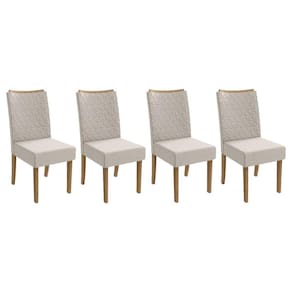 Kit 4 Cadeiras Sala Jantar 2CAD129FR 4 Un Freijo/Linho Bege Claro A058 - Kappesberg