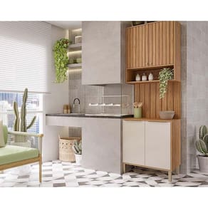 Kit Cozinha Modulada 3 Peças Divina (1Aéreo+1Balcão+1Complemento) CZ006 Freijo/Off White - MGM