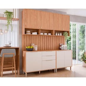 Kit Cozinha Modulada 6 Peças Divina (2Aéreos+2Balcões+2Complementos) CZ009 Freijo/Off White - MGM
