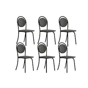 Kit 6 Cadeiras de Cozinha 1738 6 Uni Preto/Grafite - Preto - Carraro
