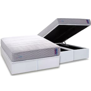 Cama Box Baú Queen: Colchão Espuma D45 Herval D33 / Ag 65 FeelCore + Base CRC Courano White (158x198)
