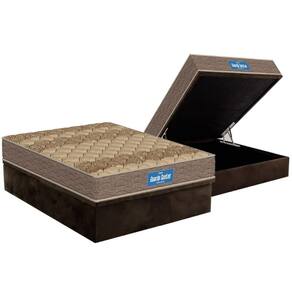 Cama Box Baú Casal: Colchão Espuma D45 Probel D33 Guarda Costas Brown + Base CRC Suede Brown (138x188)