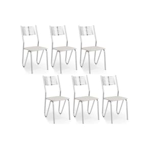 Kit 6 Cadeiras de Cozinha Nápoles 2C045 6 Un Cromada/Branco 106 - Kappesberg