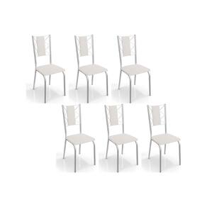 Kit 6 Cadeiras Sala Jantar Lisboa C076 6 Un Cromada/Branco 106 - Kappesberg