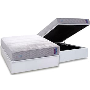 Cama Box Baú Casal: Colchão Espuma D45 Herval D33 / Ag 65 FeelCore + Base CRC Courano White (138x188)