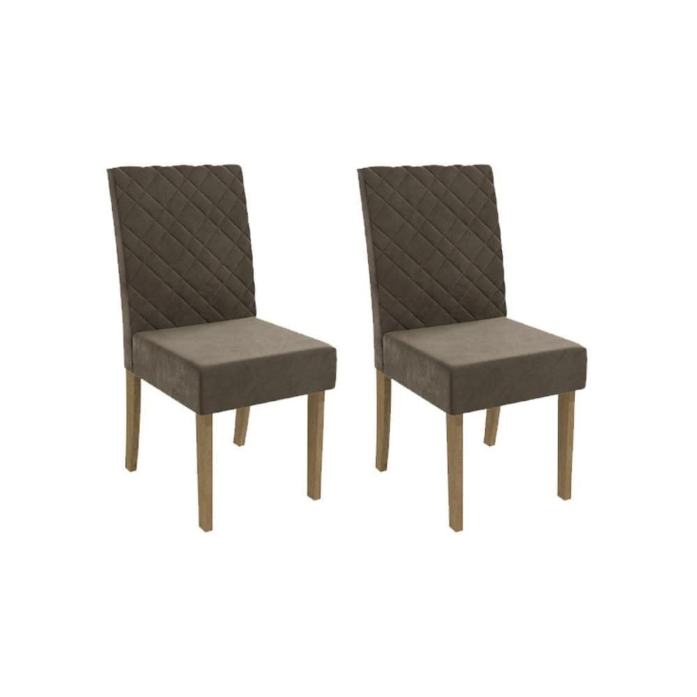 Kit 2 Cadeiras de Cozinha 2CAD133 2 Un Canela/Suede Marrom - Kappesberg