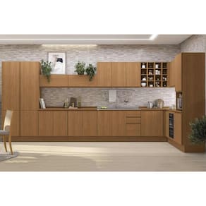 Kit Cozinha Modulada 22 Peças Ciela 2 (5Aéreos+6Balcões+3Paneleiros+8Complementos) C22P82 Canela-Kappesberg