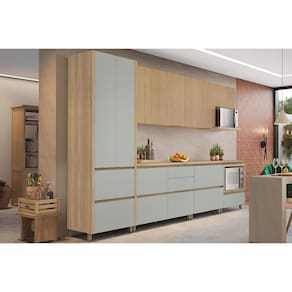 Kit de Cozinha Completa 7 Peças Rainha Gourmet (3Aéreos+3Balcões+1Paneleiro) C6P37 Nature/Verde - Nesher