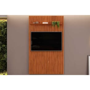 Home p/ TV até 55 Pol Pratic Ripado c/ 1 Prateleira 143x240cm Freijo - DJ Móveis