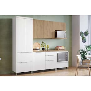 Kit de Cozinha Completa 5 Peças Rainha e Marquesa (2Aéreos+2Balcões+1Paneleiro) C5P111 Nature/Branco - Nesher