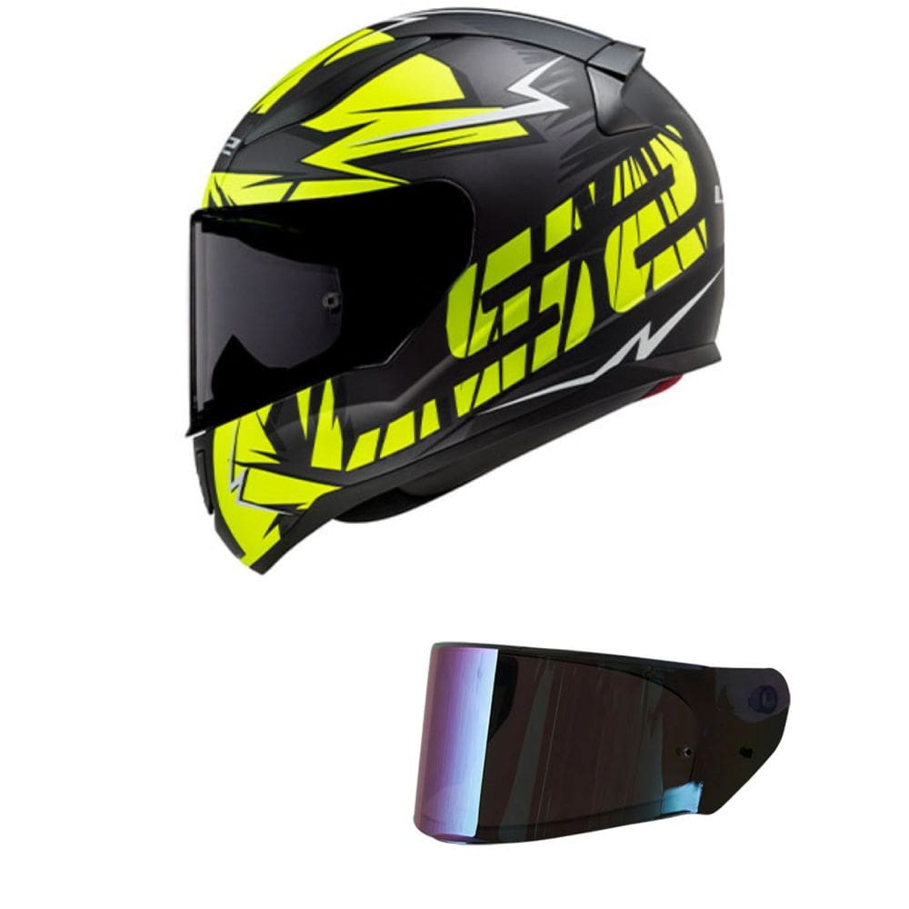 Capacete LS2 FF353 Rapid Cromo Preto e Amarelo Mais Viseira Camaleão