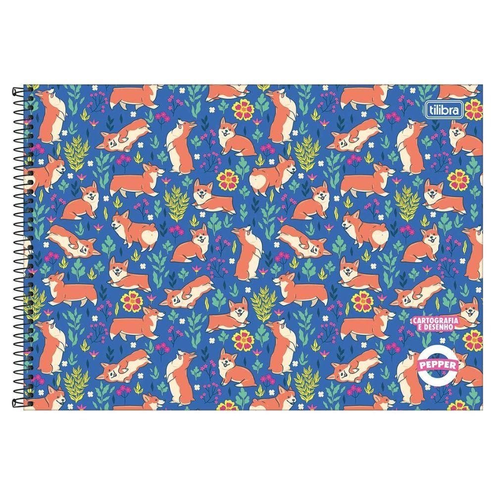 Caderno De Cartografia E Desenho Espiral Capa Dura Pepper 80 Folhas Tilibra Azul