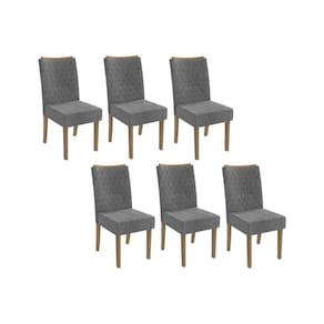 Kit 2 Cadeiras de Cozinha 2CAD129NG 6 Un Nogueira/Suede Cinza Titanio A050 - Kappesberg
