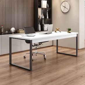 Mesa de Escritório Málaga Branca e Preta 190 cm