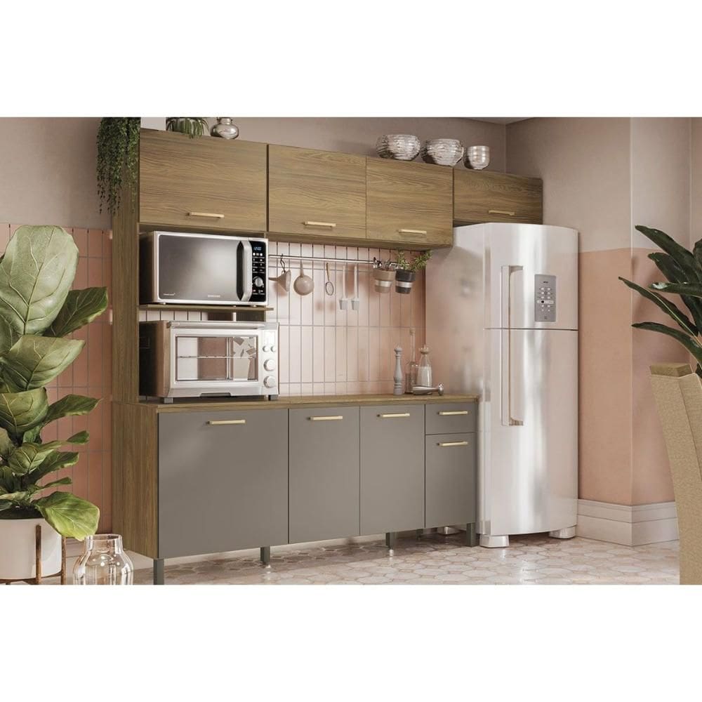 Kit de Cozinha Completa 4 Peças CB812 (2Aéreo+1Balcão+1Paneleiro) Nogueira/Fendi - Kappesberg