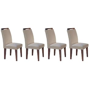 Kit 4 Cadeiras Sala Jantar Athenas 4 Un Cafe/Linho Turim Bege - Rufato