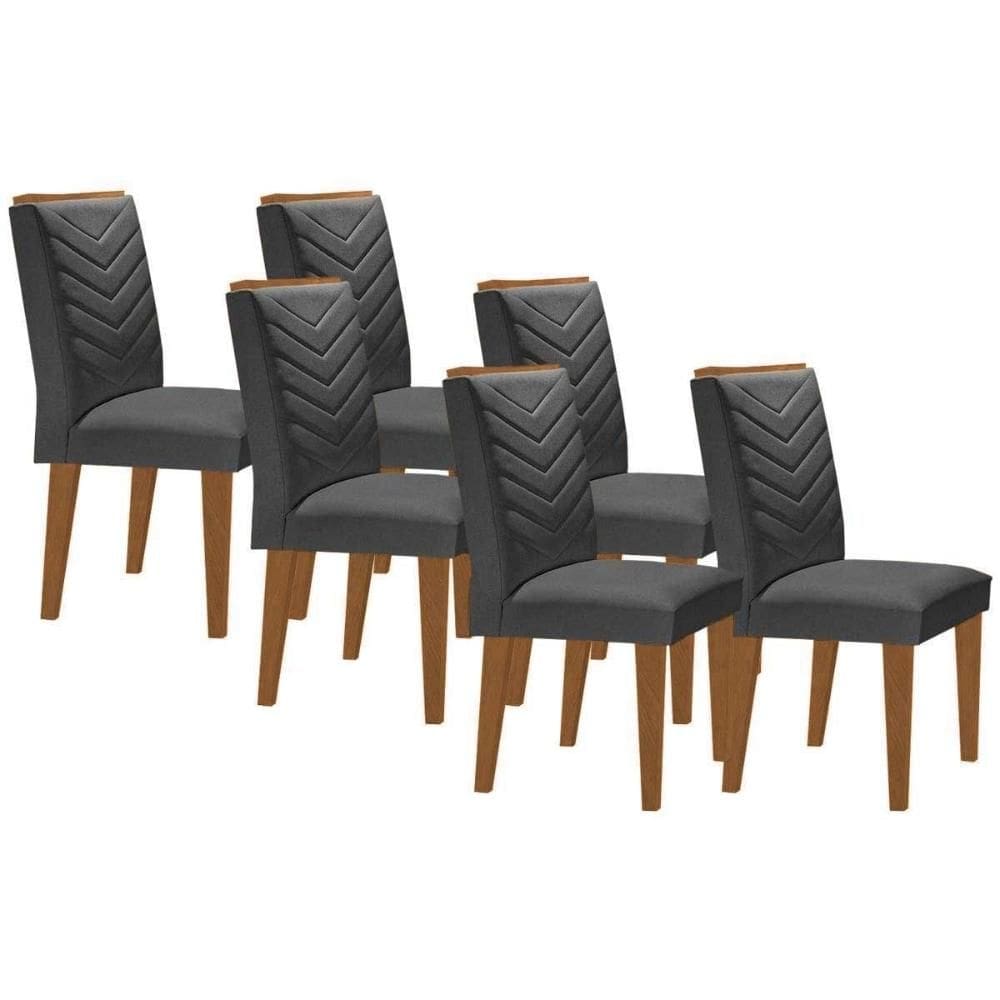 Kit 6 Cadeiras de Cozinha Londrina 6 Un Capuccino/Linho Grafite - Rufato