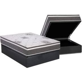 Cama Box Baú Casal: Colchão Espuma D45 Polar D33 Pérola Premium + Base CRC Suede Gray (138x188)