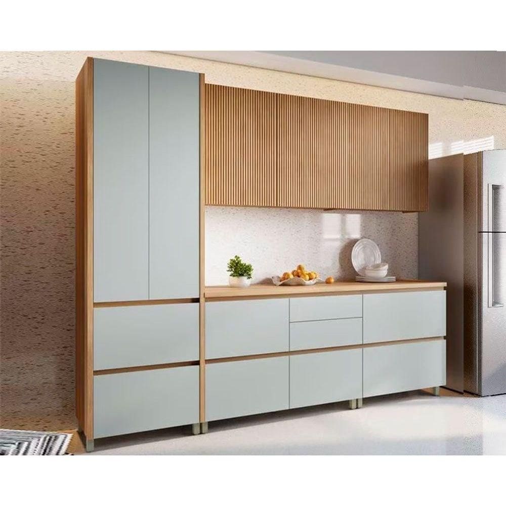 Kit de Cozinha Completa 5 Peças Rainha Gourmet (2Aéreos+2Balcões+1Paneleiro) C5P33 Nature/Verde - Nesher