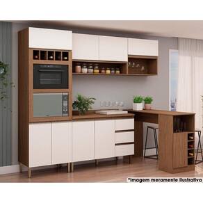 Kit de Cozinha Completa 4 Peças Lotus (2Aéreos+1Balcão+1Paneleiro) Ebano/Off White - Genialflex