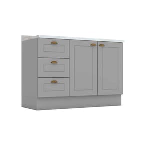 Gabinete de Cozinha Modulado Balcão p/ Pia c/ Tampo Americana c/ 2 Portas e 3 Gavetas 120cm Cinza - Henn