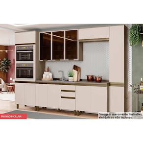 Cozinha Modulada Henn Connect 7 Peças (2Aéreos+2Balcões+2Paneleiros+1Complemento)C6P21 Duna/Cristal-Henn