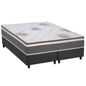 Cama Box Queen: Colchão Espuma D33 Polar Pérola Premium + Base CRC Suede Gray (158x198)