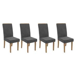 Kit 4 Cadeiras Sala Jantar 2CAD142NG 4 Un Nogueira/Suede Cinza Titanio A050 - Kappesberg