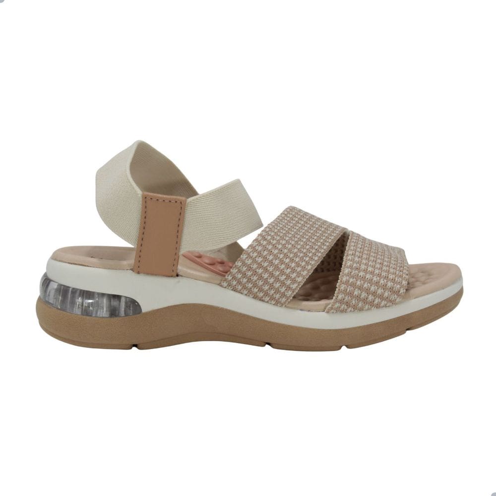 Sandália Feminina Modare Ortopédica  Elástico Creme Caramelo