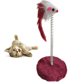 Arranhador Gato Pet Ratinho Guizo Mola Brinquedo Interativo Animal de Estimaço Felino Lazer Entretenimento Diversao Pelucia Macio