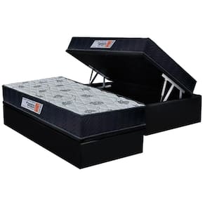 Cama Box Baú Solteiro: Colchão Anatômico Orthoflex Foggia Sogni Unic Face + Base CRC Suede Black (88x188)