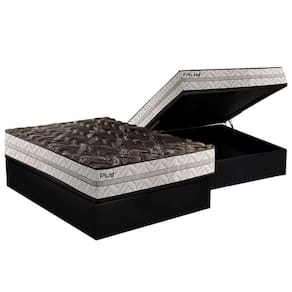 Cama Box Baú Casal: Colchão Espuma D33 Paropas Pasquale Plus Euro PillowBase Suede Black(138x188)