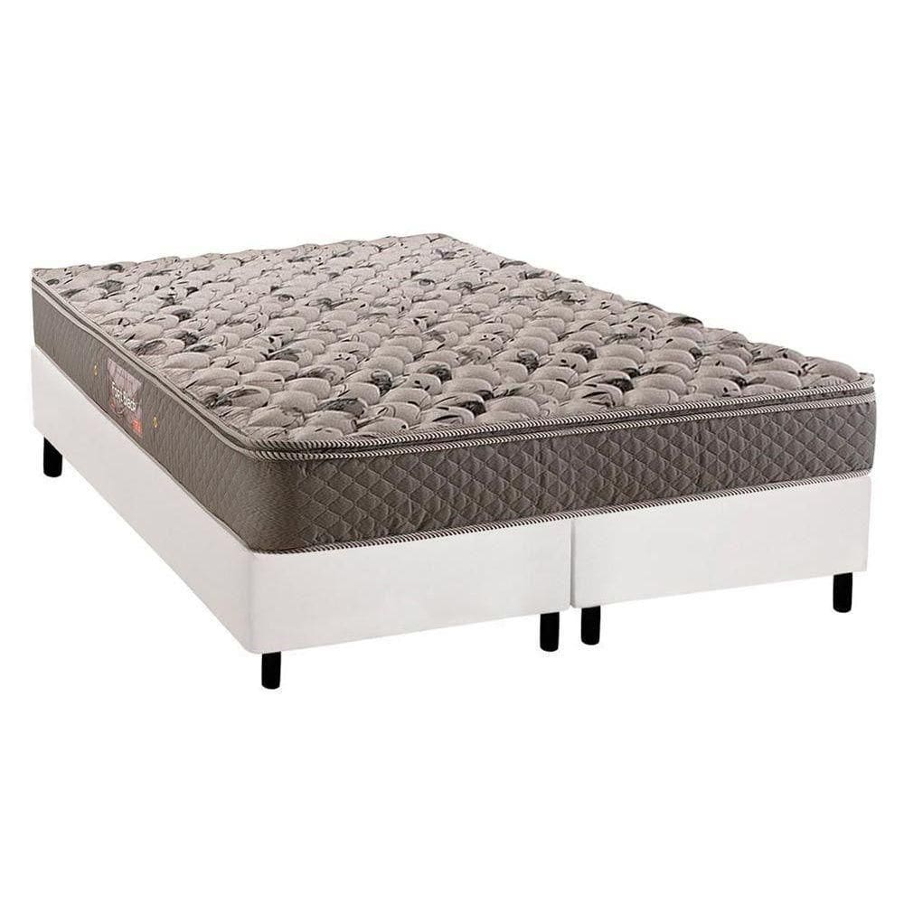 Cama Box Queen: Colchão Espuma Herval Ag65 Fort + Base Crc Suede White(158X198)