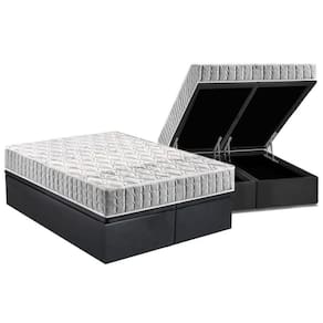 Cama Box Baú Queen: Colchão Espuma D33 Anjos Orthosono + Base Crc Suede Gray(158X198)