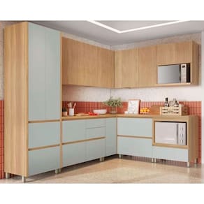 Kit de Cozinha Completa 9 Peças Rainha Gourmet (4Aéreos+4Balcões+1Paneleiro) C9P34 Nature/Verde - Nesher