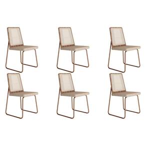 Kit 6 Cadeiras Sala Jantar Wood 1751 6 Uni Rose/Linho Areia - Carraro