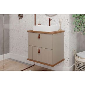 Bancada de Banheiro Balcão Milano 1 Porta e 1 Gaveta c/ Cuba 60cm Cappuccino/Freijo - MGM